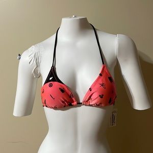 Fox Racing Brand Mint Pink/Orange Strap Bikini Top, Size Small